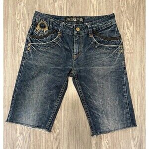 Vintage DENIM RED PEPPER Straight  Custom Cut Distressed Shorts "INDIAN" Size 33